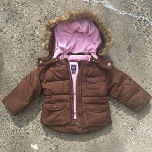 GAP Kids Brown Jacket with Pink Interior